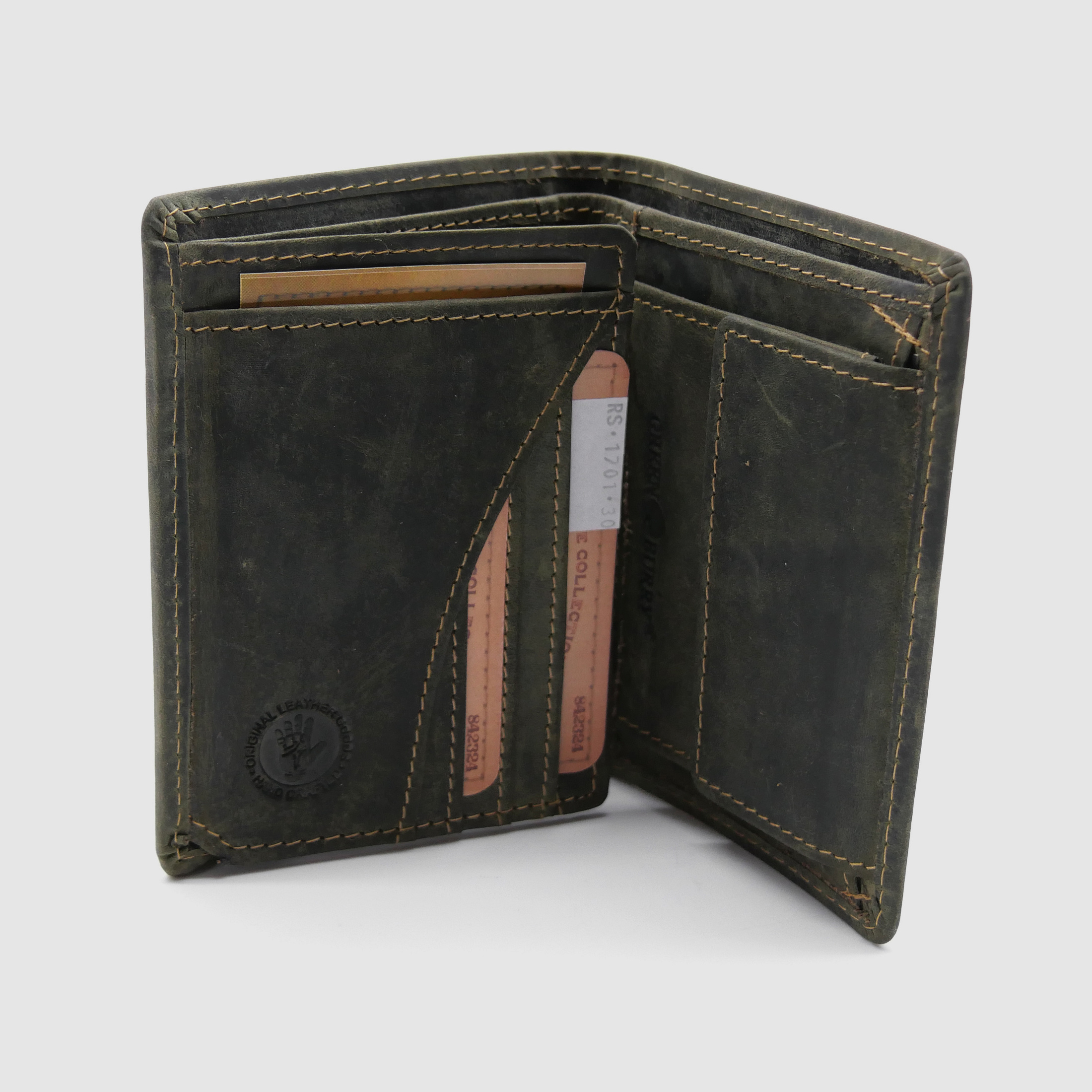 Greenburry Leder Geldbörse oliv Vintage Animal Collection Royal Stag Hirsch 1701-RS-30