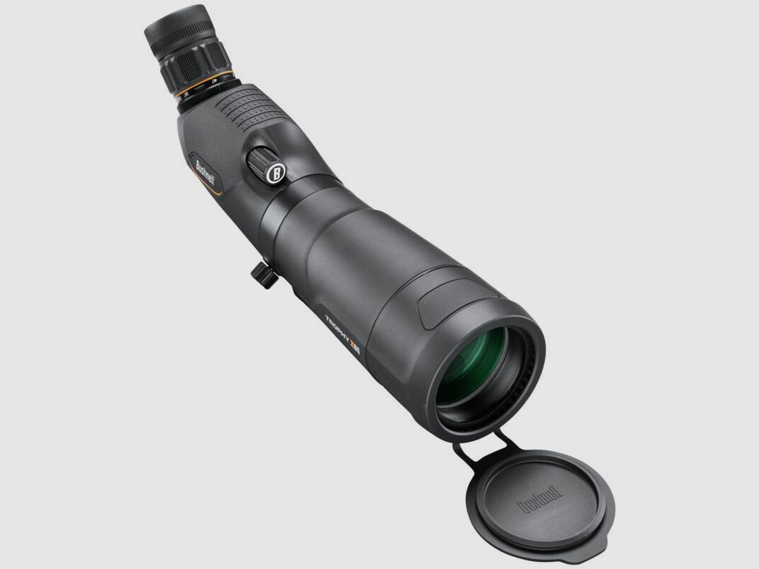 Bushnell Spektiv Trophy Xtreme 20-60x65mm mit Schrägeinblick, schwarz, Porro-Prismen, mit Koffer und Stativ