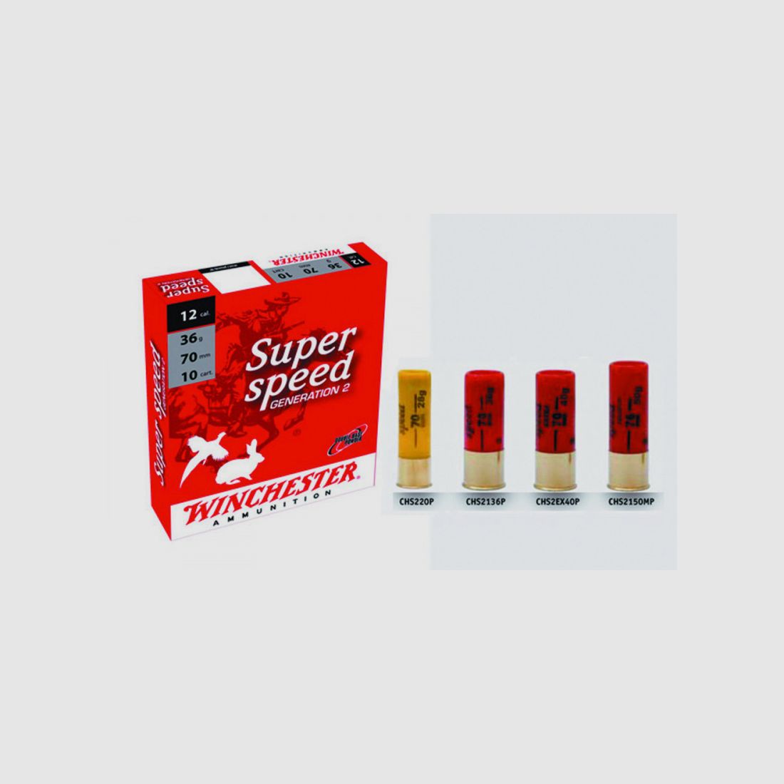 BOX OF 10 CARTRIDGES WINCHESTER 12/76 MG SUPER SPEED G2 20MM 50G PB6, image 2 of 2