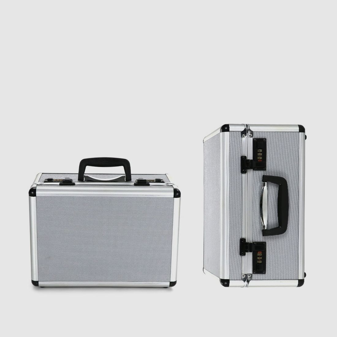 Winter Munitionskoffer für Flintenmunition – Aluminium/Holz, 2 Zahlenschlösser – Silber (JM-6008)