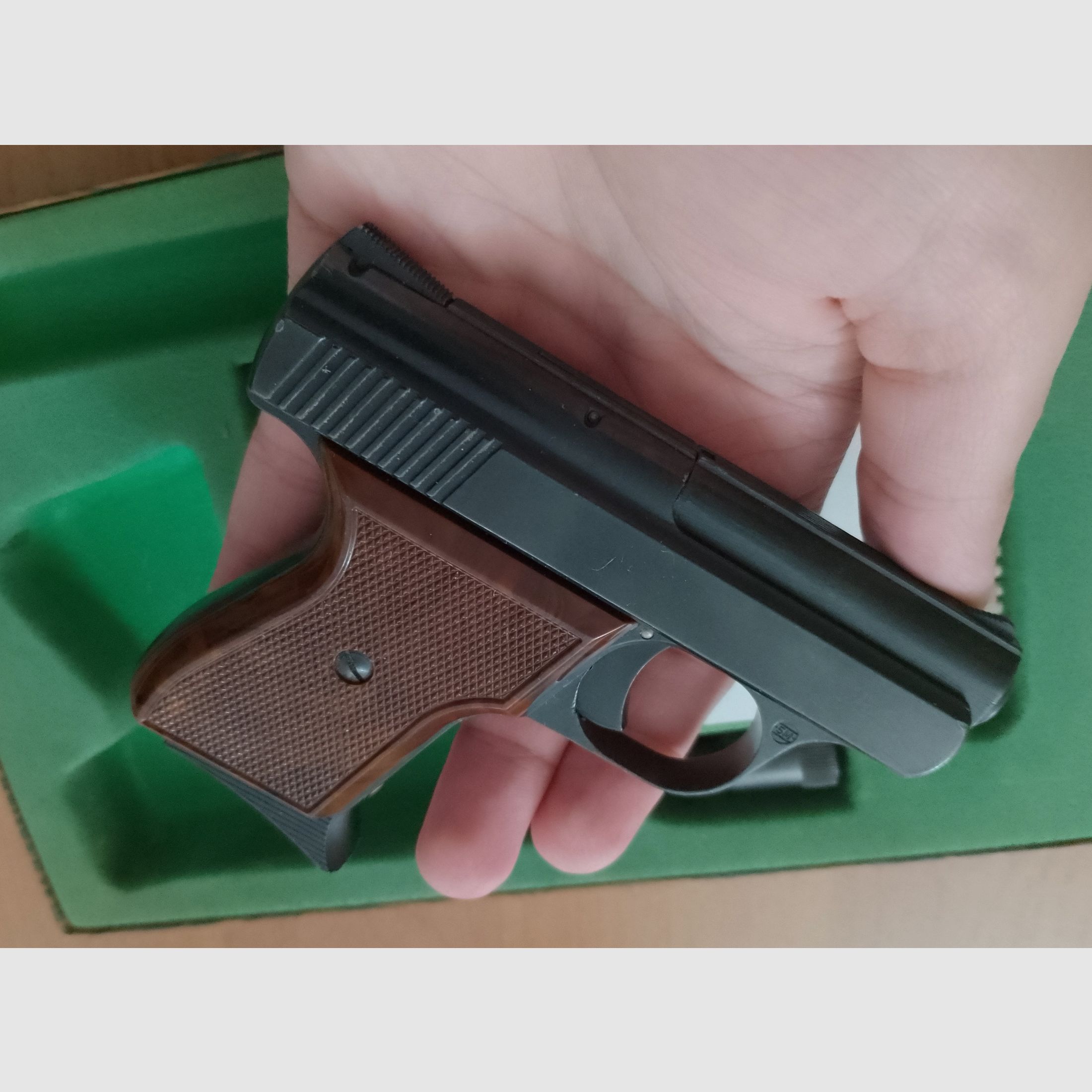 Alte Rhöner SM 15 Kal. 8 mm Knall im PTB 83/2 mit Verpackung!