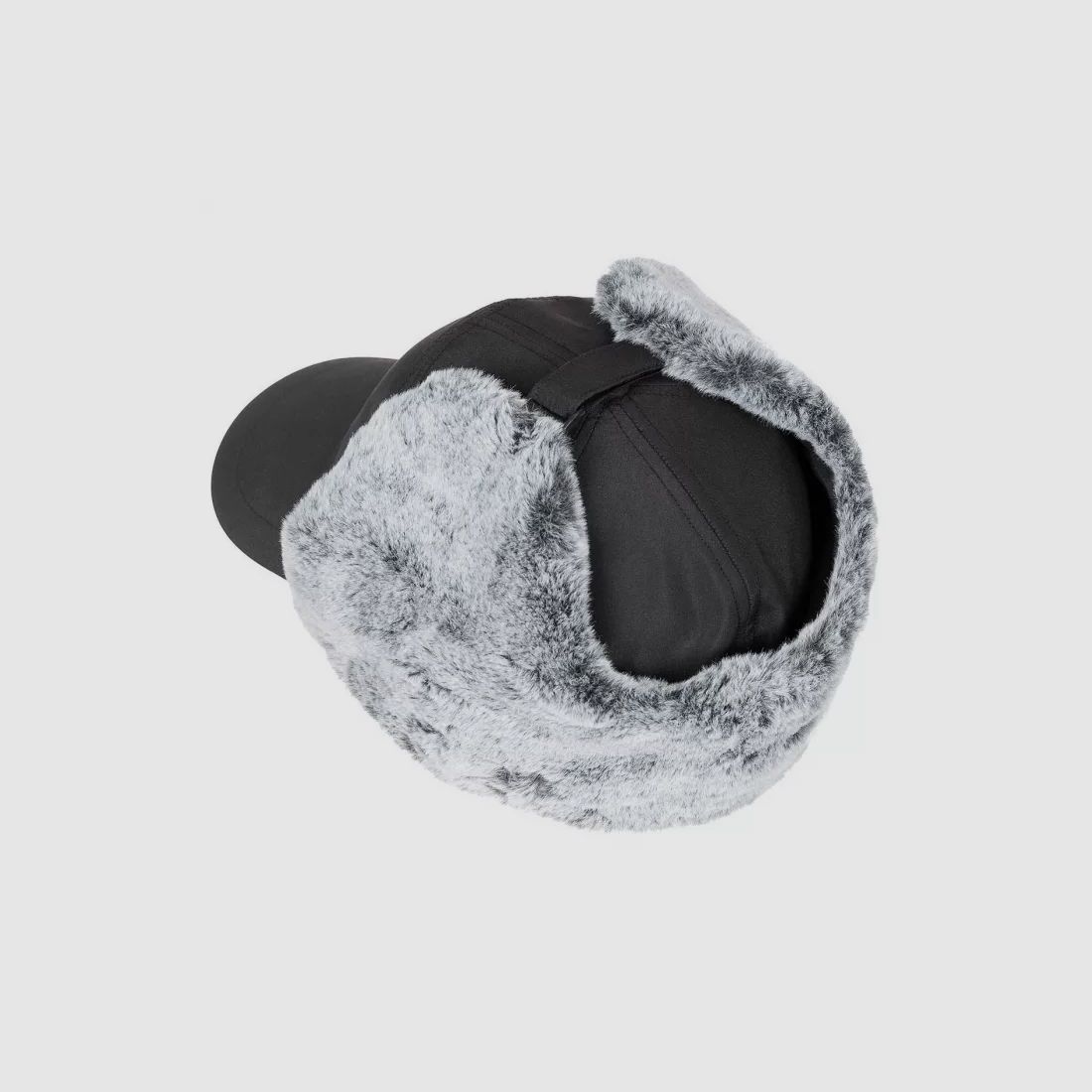 Winter Cap "Trapper" mit Kunstfell, Schwarz