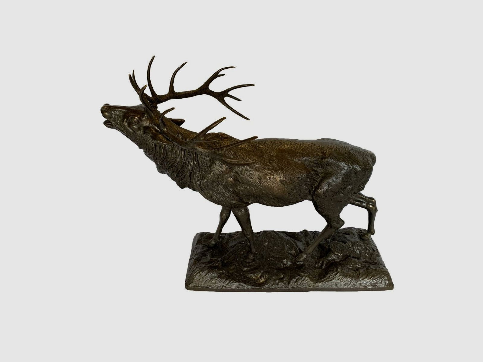 Lovergreen große Bronzestatue Motiv röhrender Hirsch Maxi-Modell