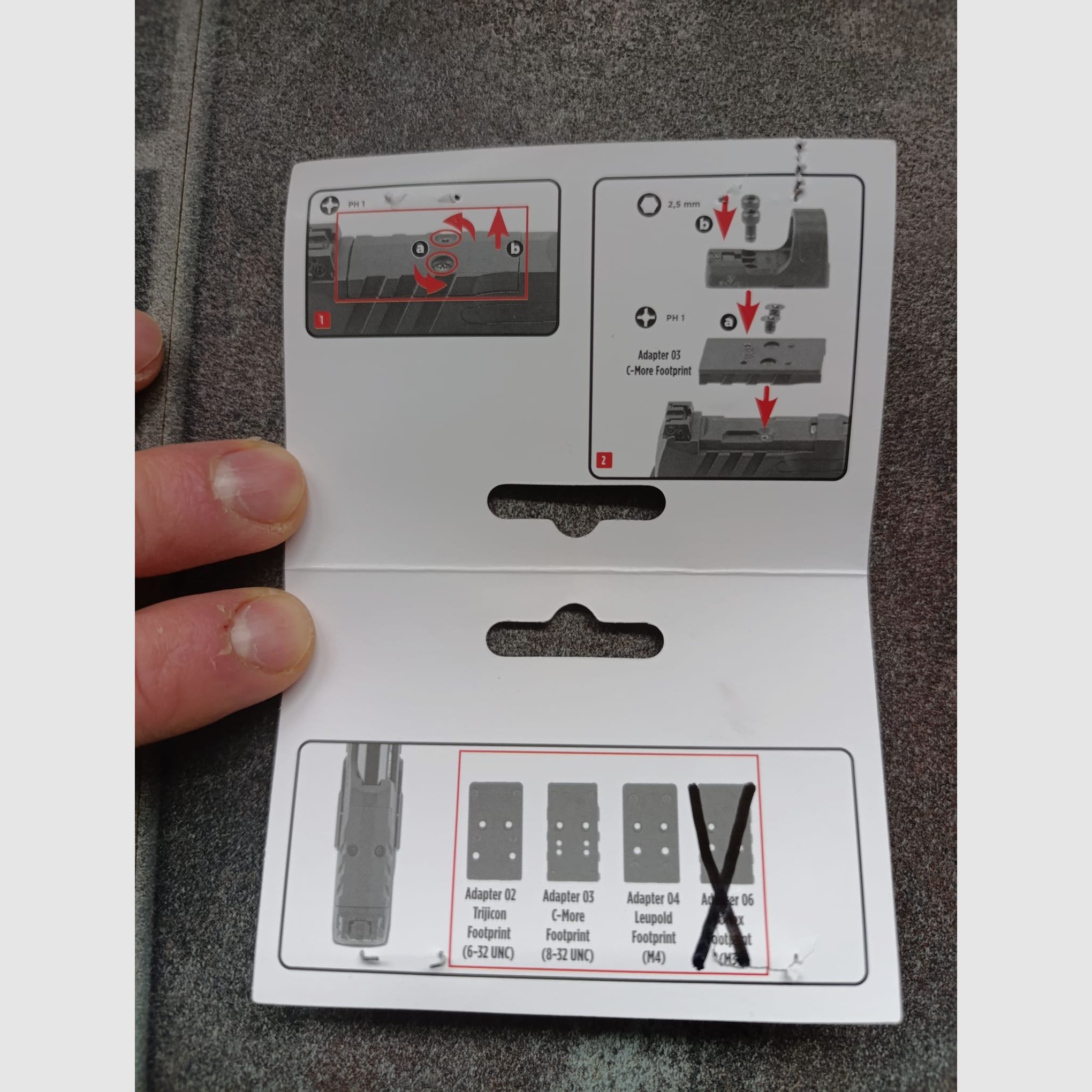 Adapterplatten RED DOT für Walther PDP T4E RAM Airsoft 6mm BB, 4,5mm