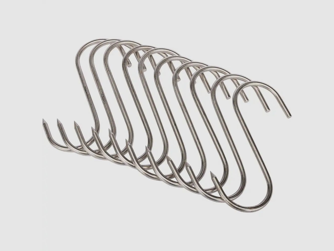 S-hooks stainless steel – 10-pack Execution: loadable up to 45 kg – Length 14 cm. Ø 5 mm