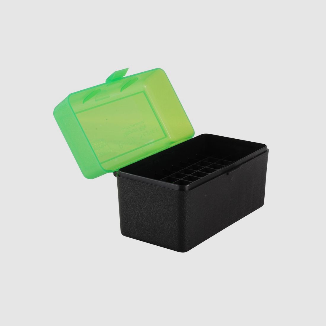 MTM scatola per cartucce RLLD-50-16T verde/nera con coperchio a ribalta per 50 cartucce 7mm Rem. Mag. e altre.