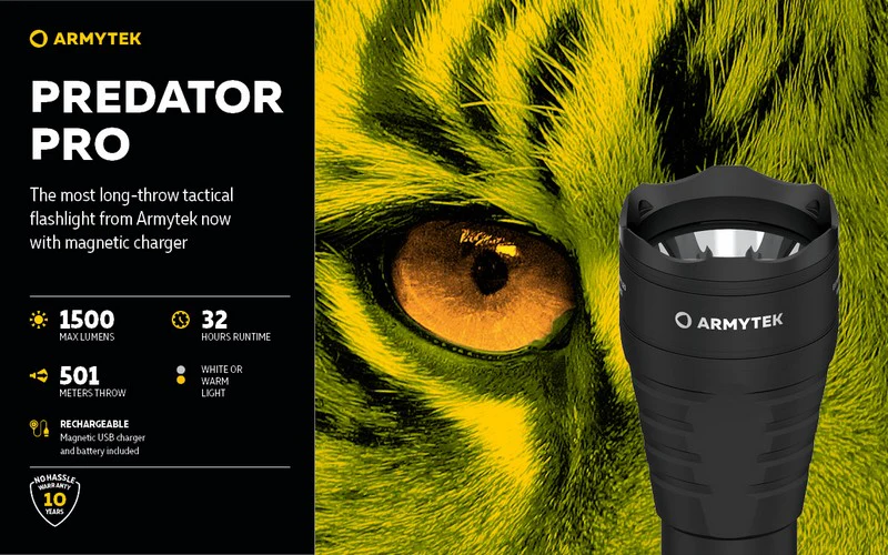 LAMPE ARMYTEK Predator Pro Magnet USB Extended Set – 1500 Lumen Weiß, Bild 21 von 22