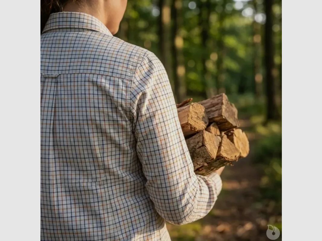Elegant women's shirt checkered cotton ochre XS to 2XL, image 5 of 12