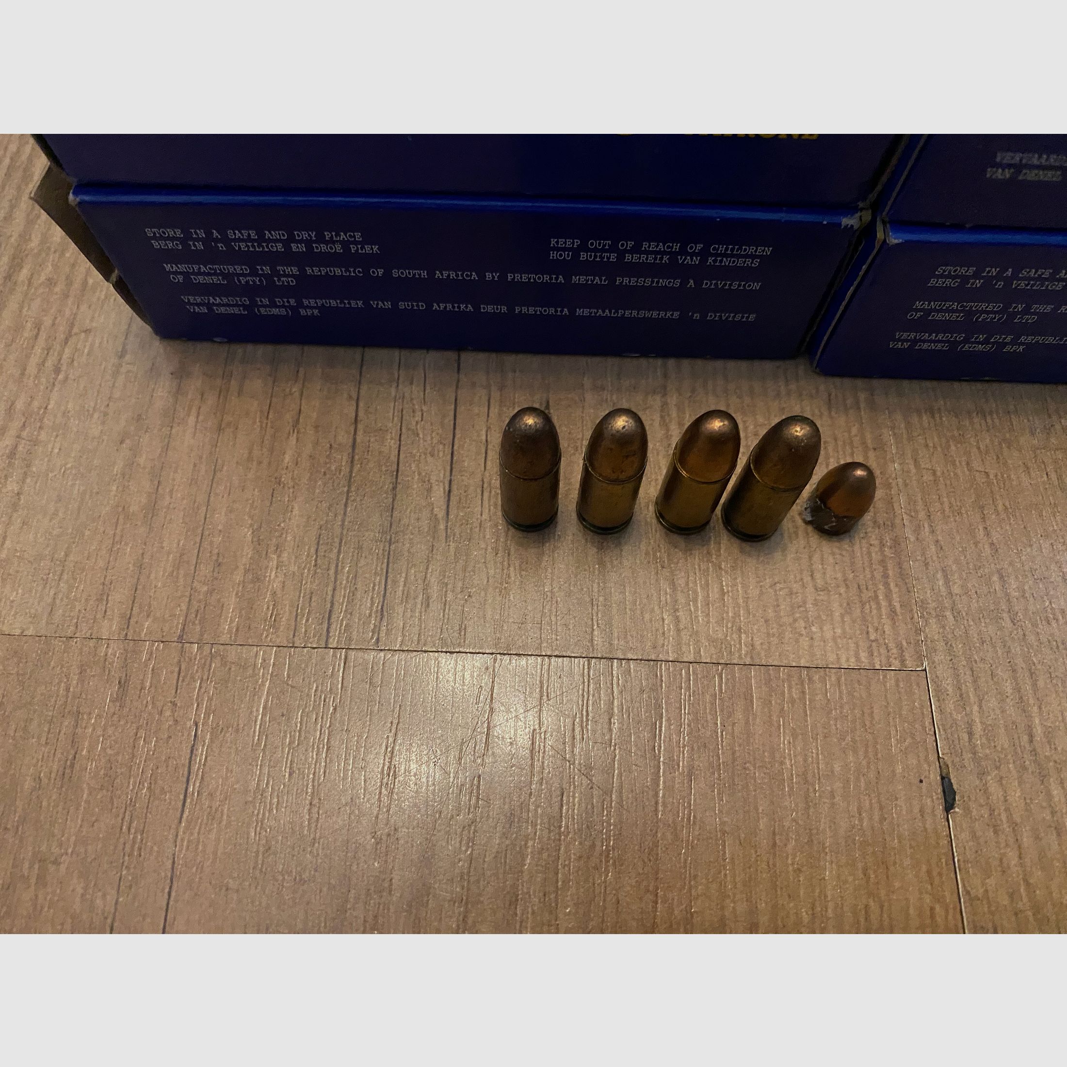 Selling 450 rounds of 9 mm Luger caliber from the manufacturer Denel PMP