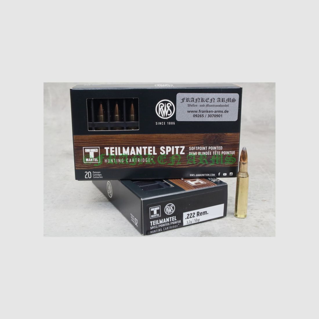 RWS Teilmantel .222 Rem. 50gr. 3,2g 20 Stück 2116405