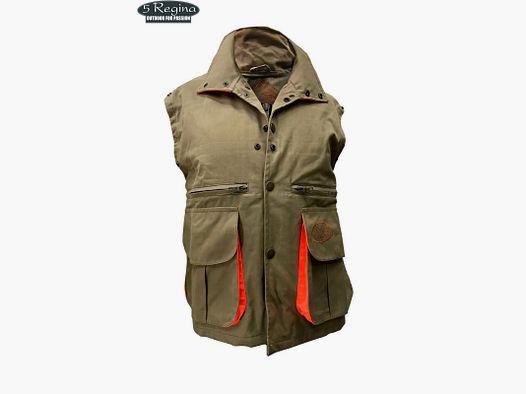 Gilet Quinta Regina Woodcock aus beschichtetem Baumwollbeige und Orange