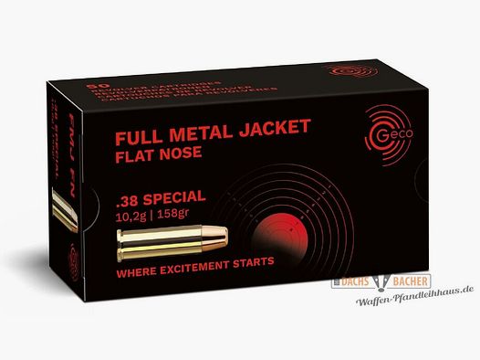GECO .38 Special FMJ Full Metal Jacket Flat Nose 10,2g/158gr 50 cartouches