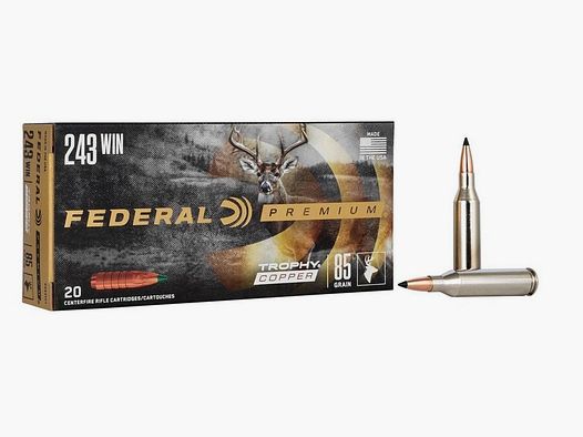 Federal Premium .243 Win Trophy Copper bleifrei 5,5g 85grs. 20 Stück