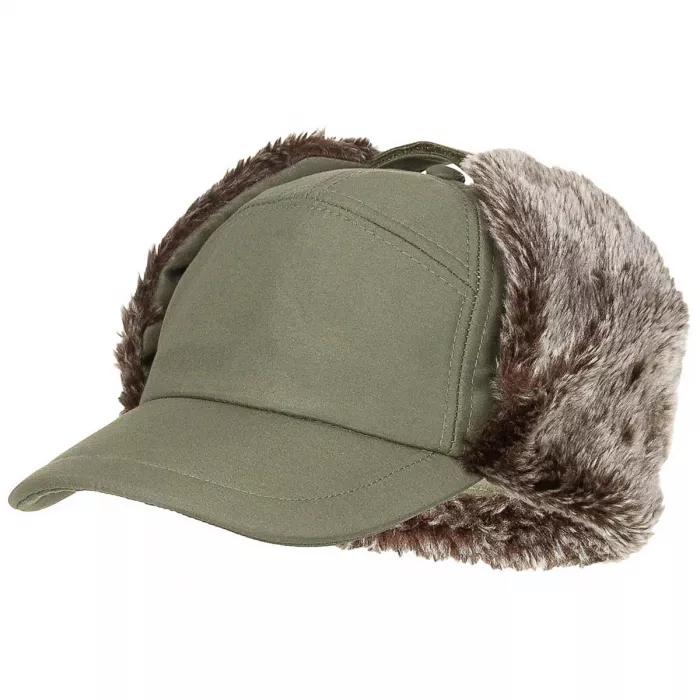 Cappello invernale "Trapper" con pelliccia sintetica, verde oliva, immagine 1 di 4
