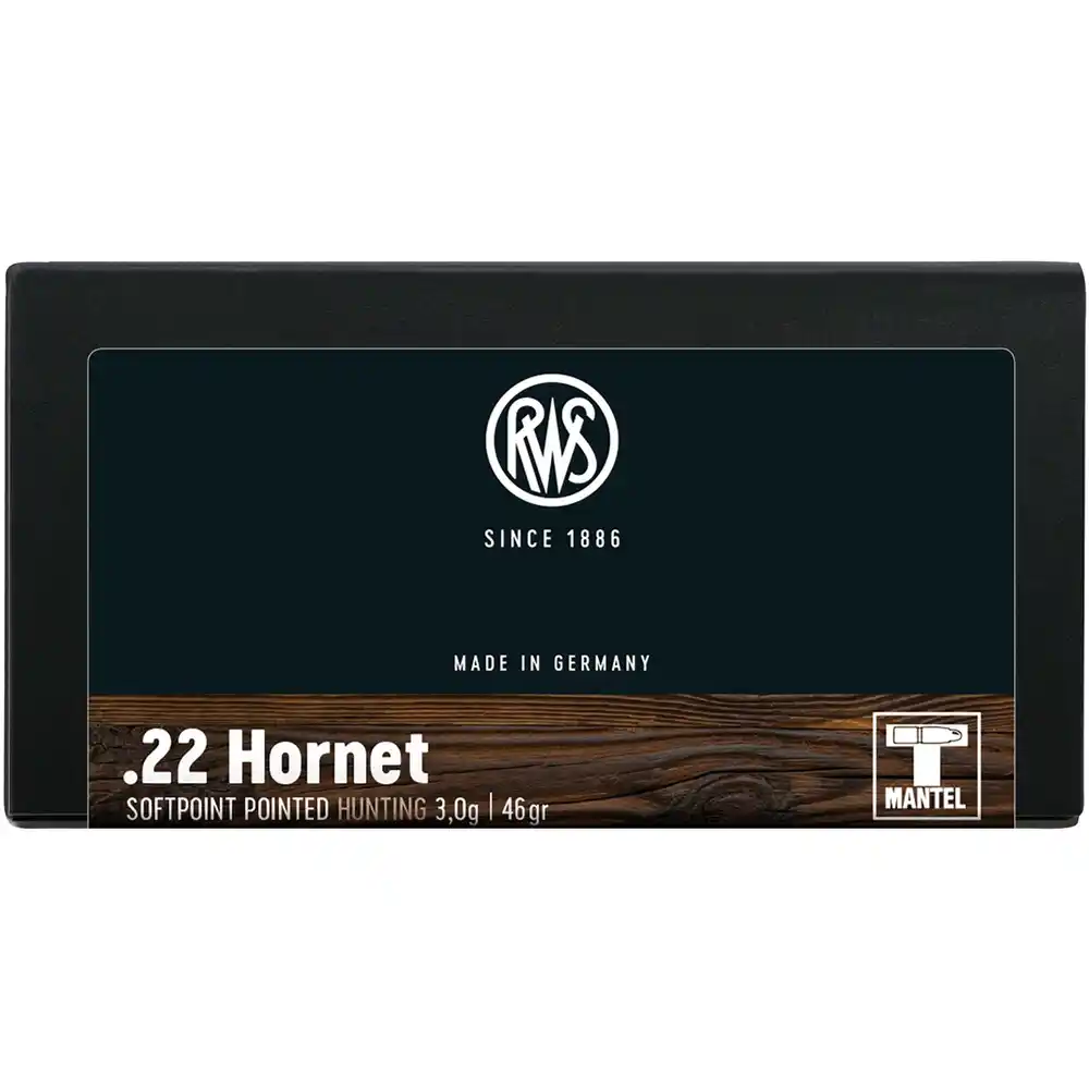 RWS .22 Hornet semicamiciato 3,0 g/46 grs., immagine 1 di 2
