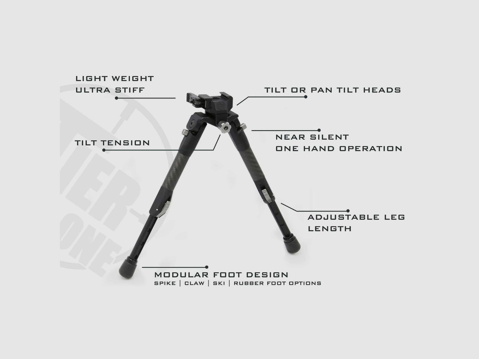 Tier One Tactical Bipod Aluminium, image 2 sur 2