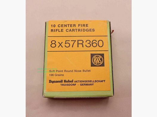 RWS (WZd.Fa.Rottweil) geweerpatronen 8x57R 360