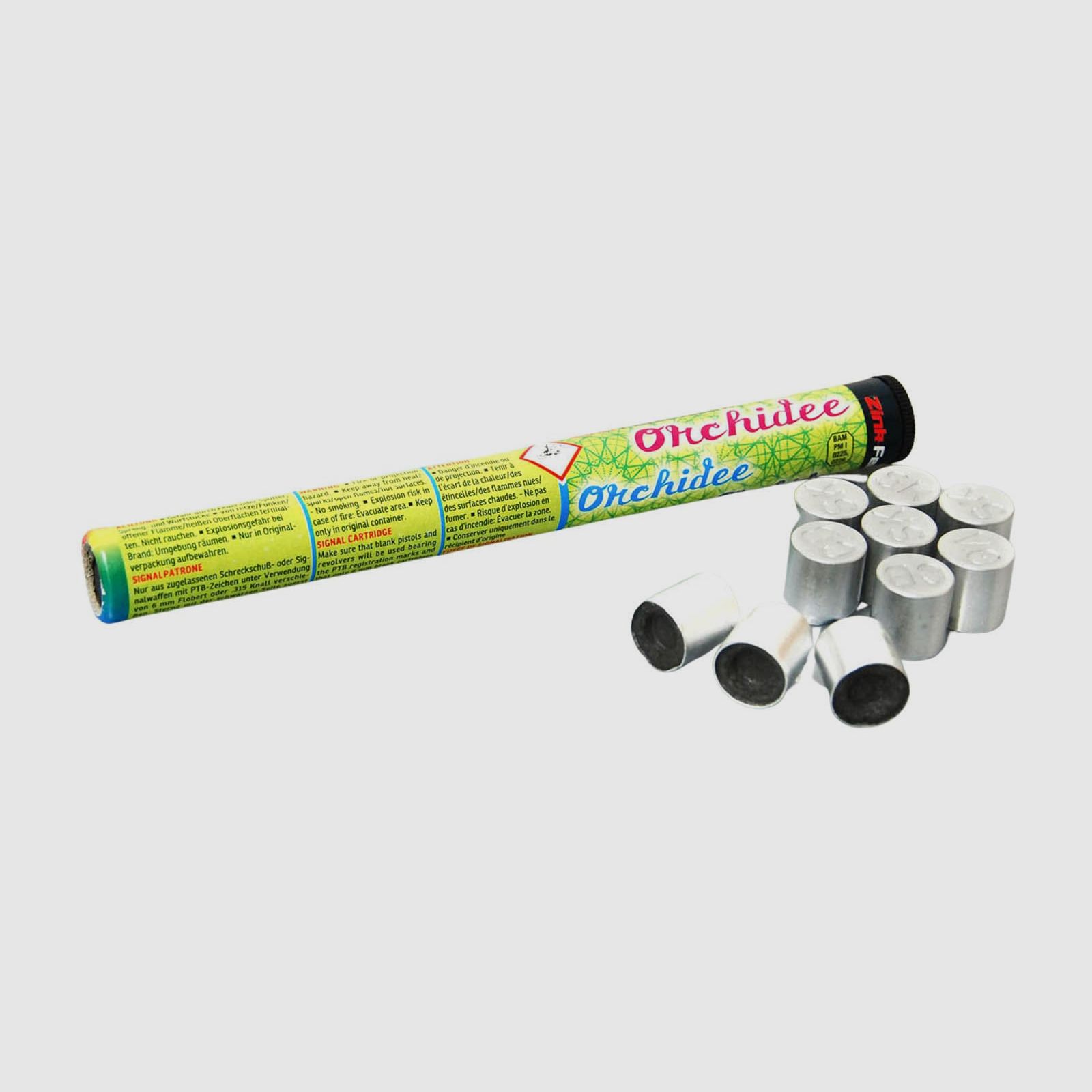 Zink 15mm Signalsterne - Orchidee 10er Rolle mit Silberschweif und bunte Farbperlen
