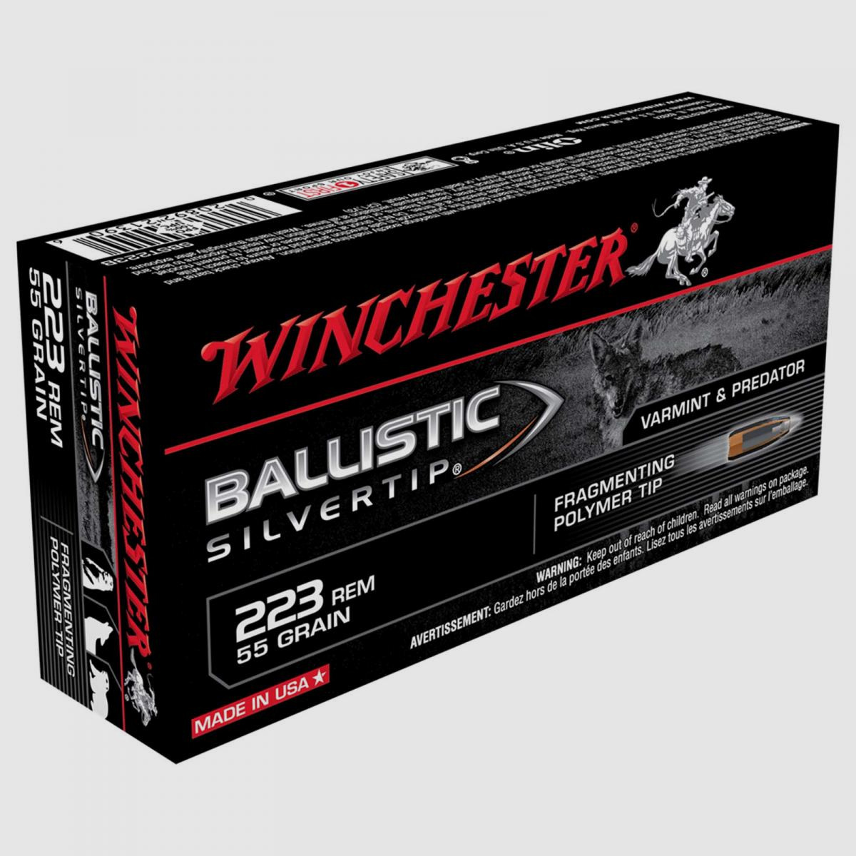 Winchester Ballistic Silvertip .223 Rem. 55GR punta in polimero frammentante 20 cartucce