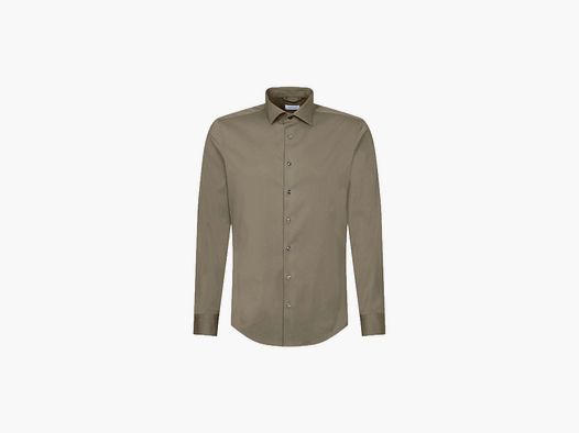 Chemise en twill performance SEIDENSTICKER en slim avec col Kent vert