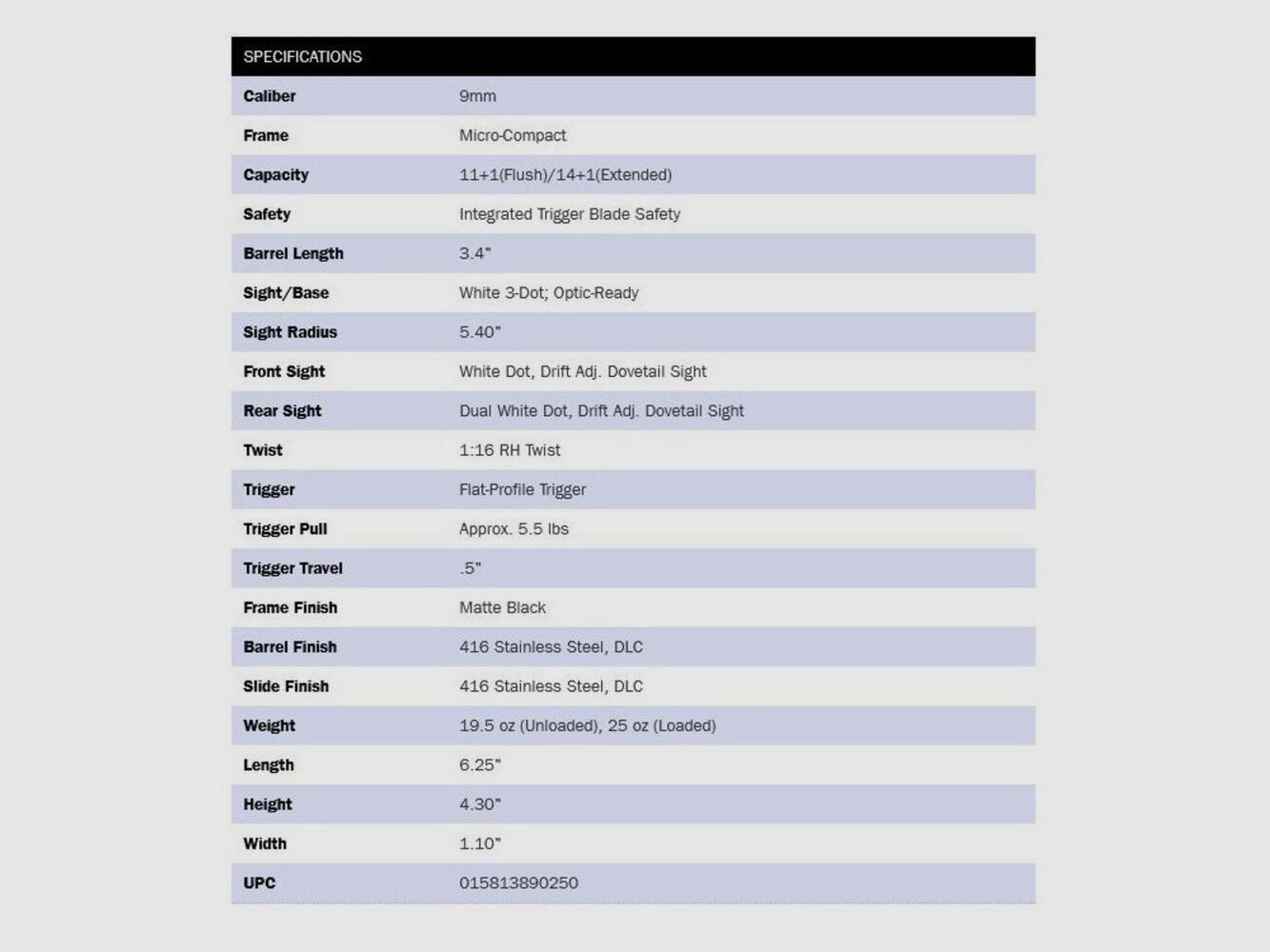 Mossberg MC2sc Optic-Ready Noir 3,4" (4 pouces) 9mm Luger