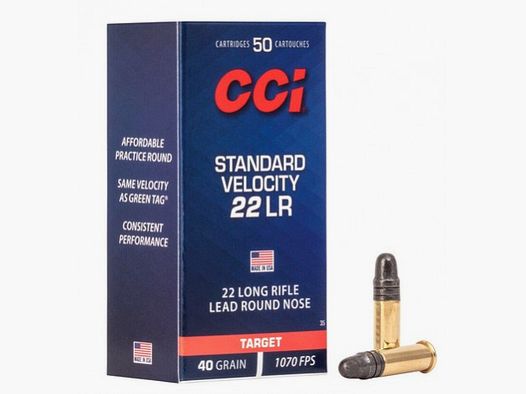 CCI .22 lr Standard Velocity 40 grs Target boite de 50 cartouches
