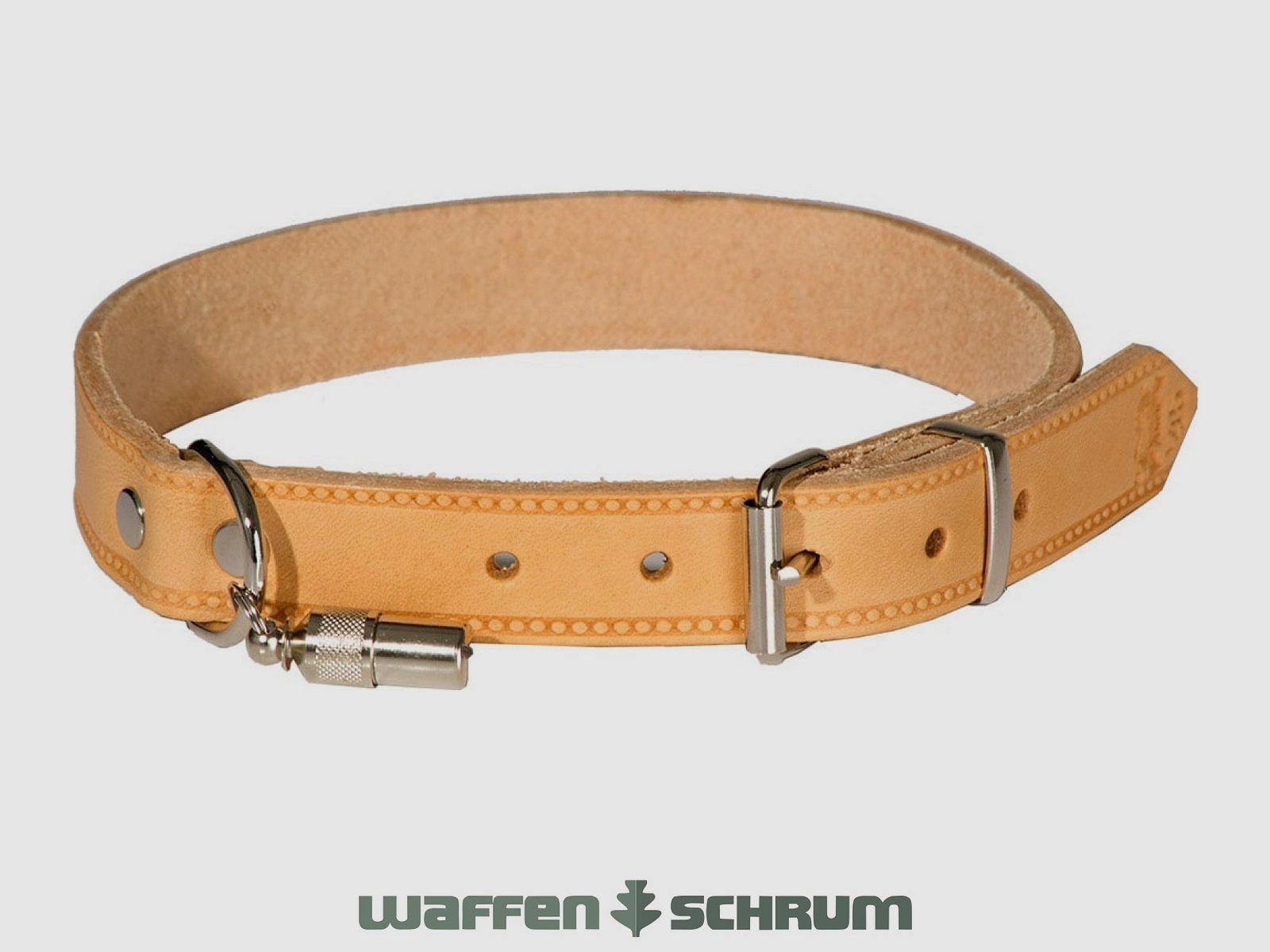 AKAH Halsung Fahlleder - Hellbraun mit Adressanhänger