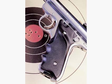HOGUE grip panels for Ruger MKII/III - right-hand soft rubber/finger grooves/thumb rest