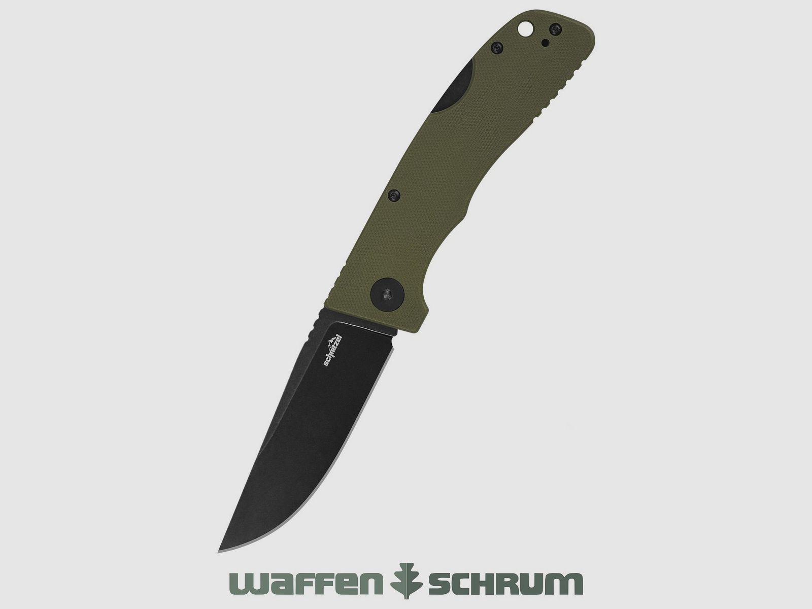 Schnitzel Outdoo Taschenmesser KVAR grün - schwarz rostfreier 14C28N-Stahl mit Blackwashed-Finish
