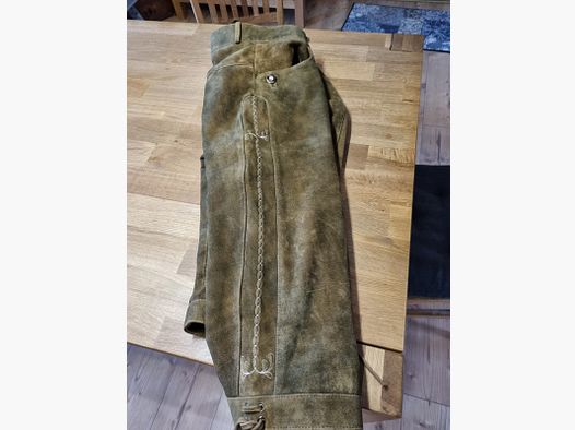 knee-length leather trousers