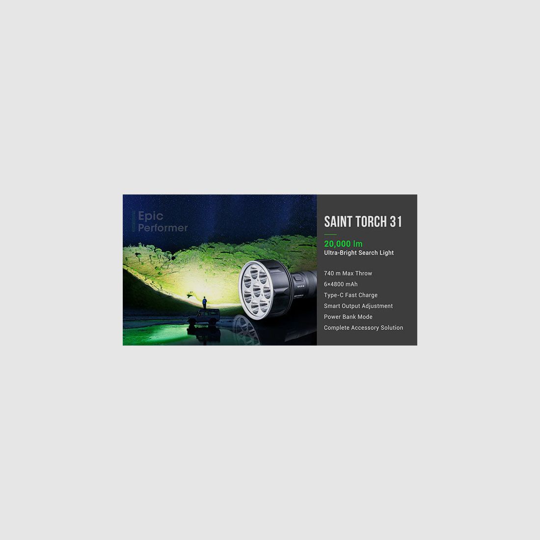 Projecteur LED SAINT TORCH 31, 20 000 lumens (y compris batterie), image 6 sur 12