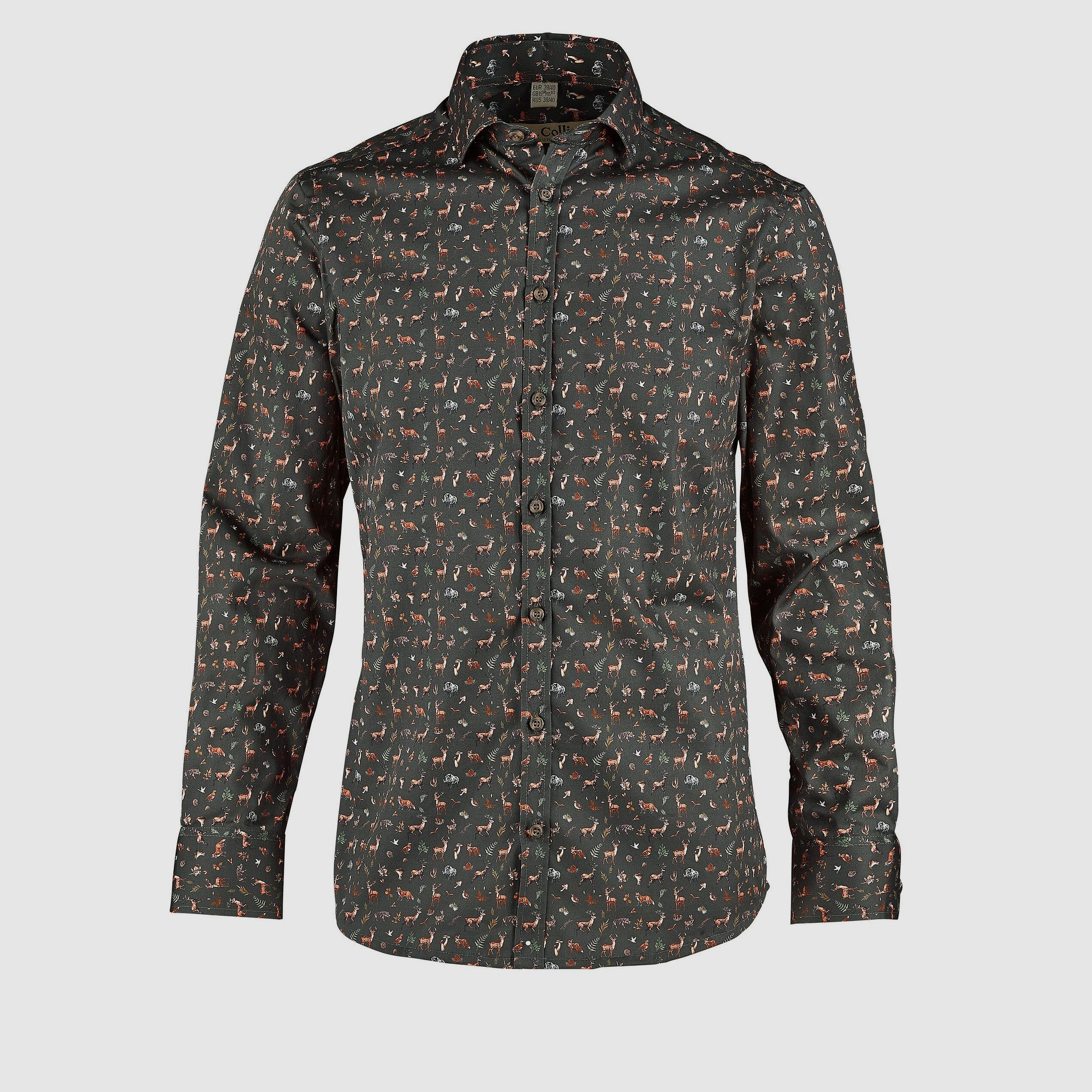 Tom Collins Jacht Langarmhemd Allover-Print, Slim Fit