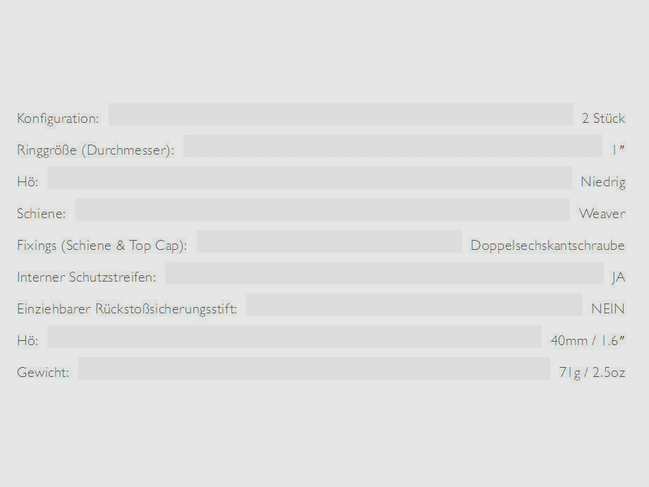 HAWKE 22112 25,4mm Ringmontage Niedrig für Weaver Schiene Zielfernrohr Halterung