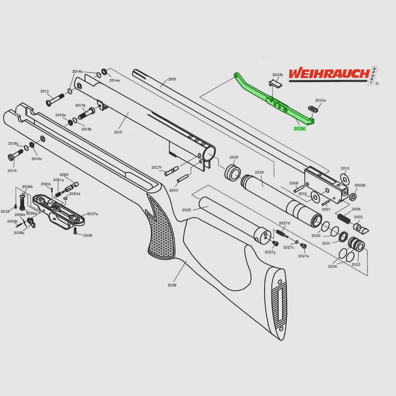 Spannhebel fĂĽr Luftgewehr Weihrauch HW 90, Ersatzreil