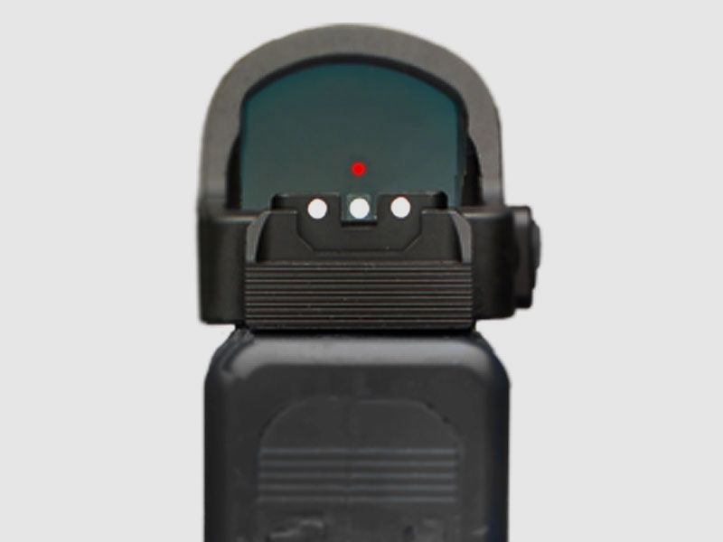 LPA Sights Red-Dot kompatibles Visier RDS Kontrast für WALTHER PDP Schwarz mit rotem Fiber-Korn