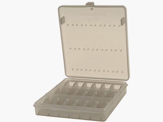 MTM custodia per cartucce W18-45-41 trasparente fumo con coperchio a ribalta per 18 cartucce .45 ACP