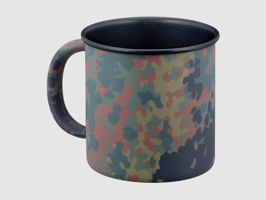 Feldbecher / Feldtasse 300 ml aus Metall mit Teflonbeschichtung - Flecktarn matt -