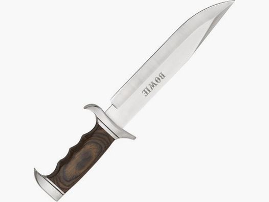 Bowiemesser Pakkaholz mit Lederscheide
