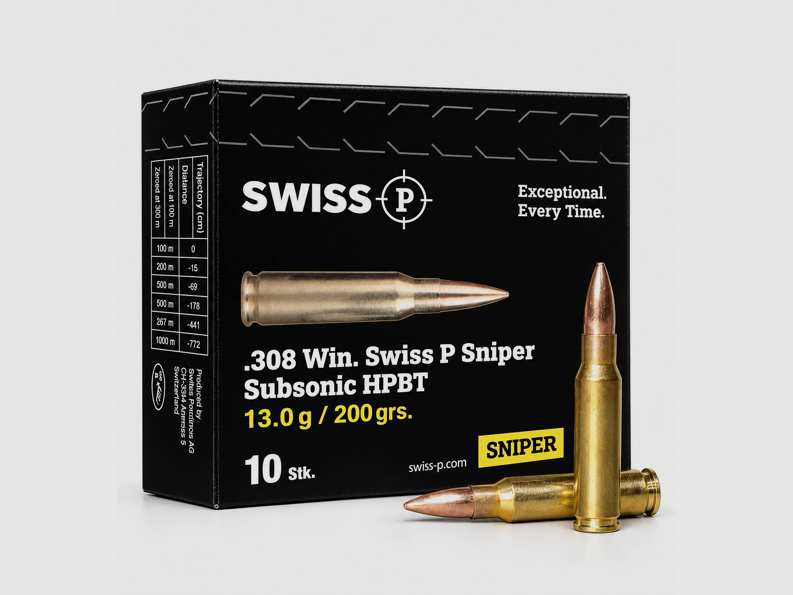 .308 Win. Swiss P Sniper Subsonic HPBT 13.0g / 200grs. – 10 Stk., Bild 1 von 2
