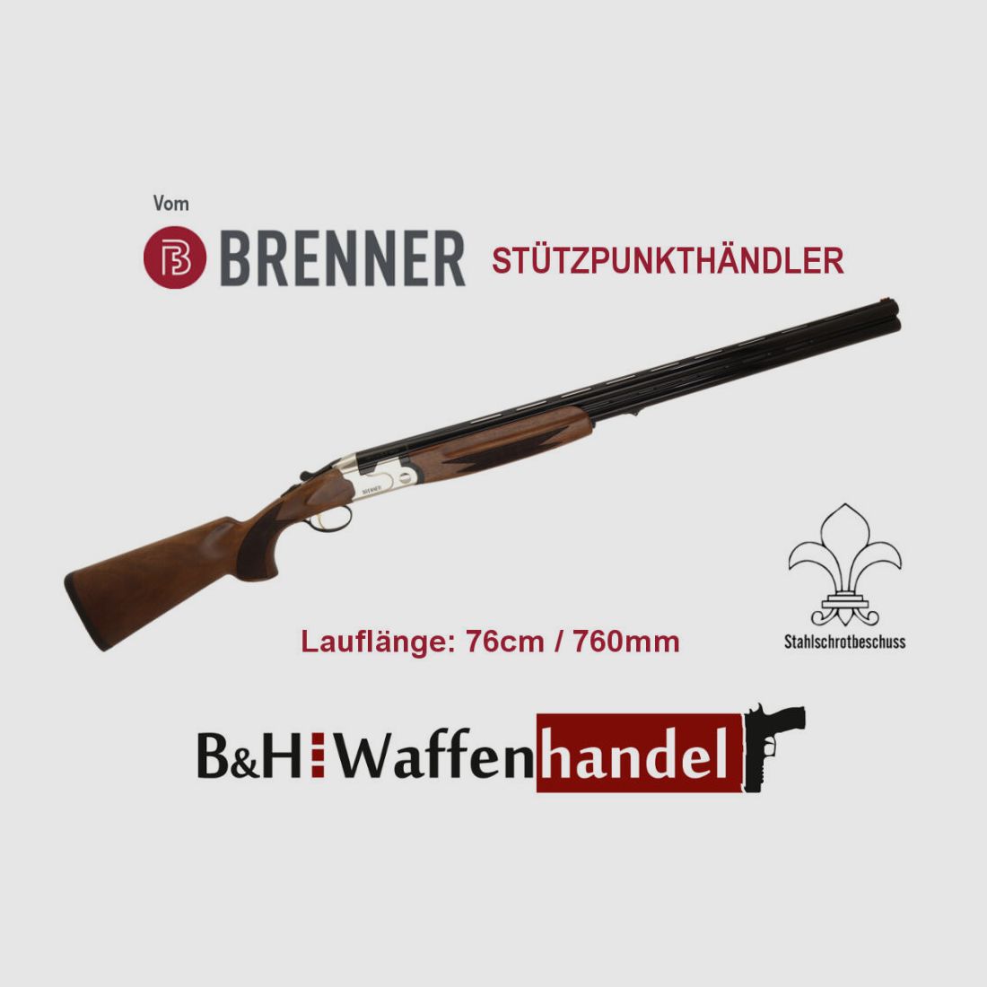 Brenner BF18 White / BF 18 Silber LL76cm Bockflinte - Stahlschrotbeschuss