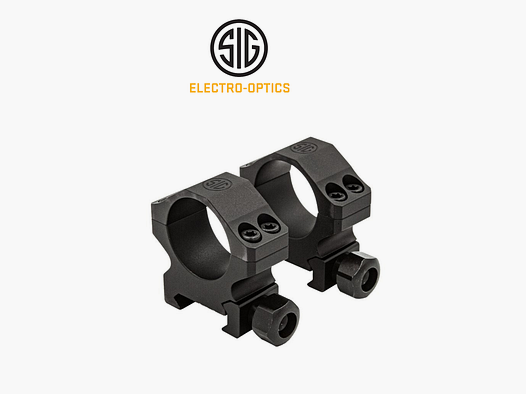 Montaże Sig Optics ALPHA1 RINGI DO LUNETY, 30MM, WYSOKI PROFIL 1.12 CAL., ALUMINIUM, SIG POLOWANIE, KOMPLET, MATOWA CZERŃ