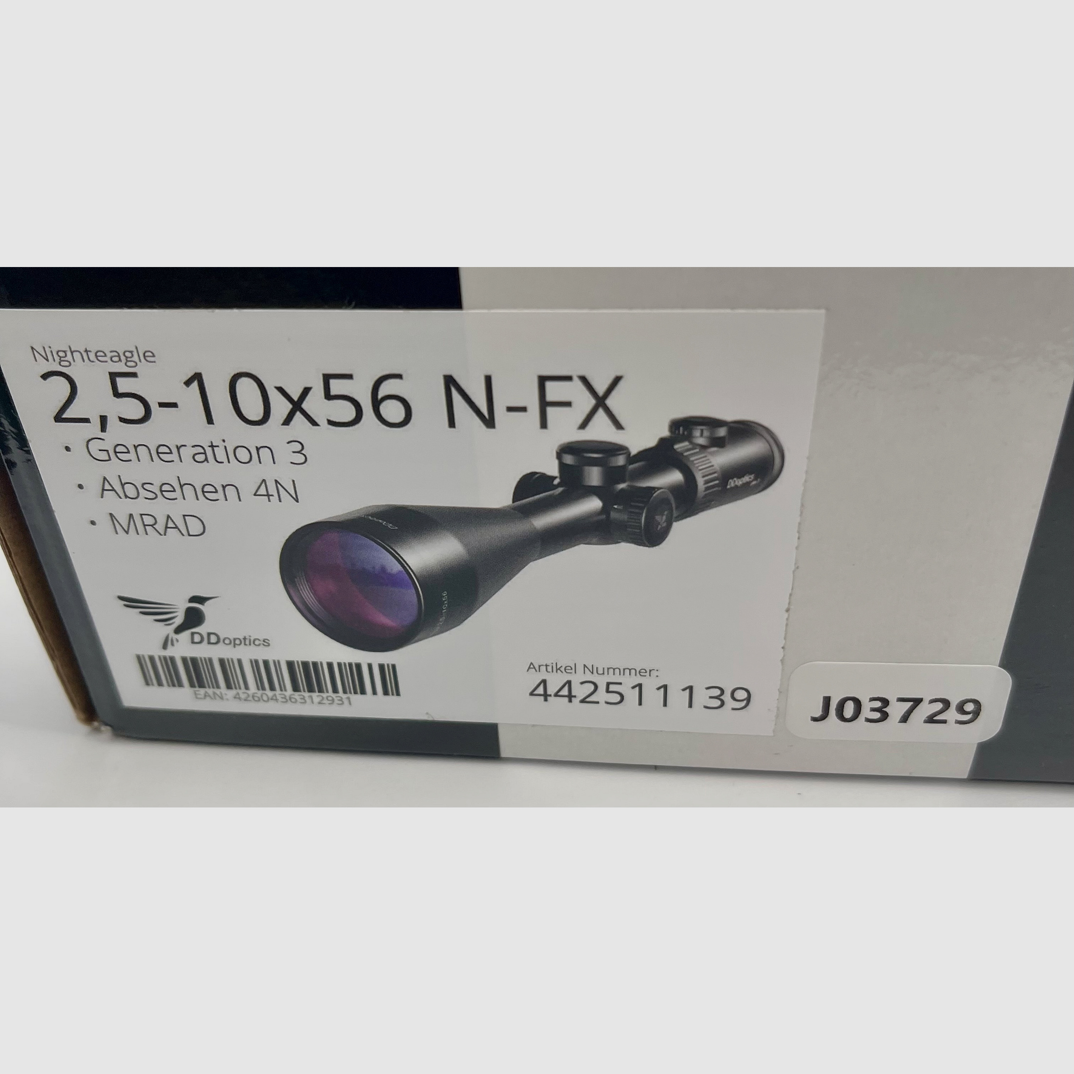 DDoptics NightEagle N-FX scope 2.5-10x56 Gen 3 MRAD with adapter