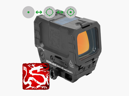 Holosun Reflexvisier RONIN-AEMS-MAX-GR mit grünem Wechselabsehen: 2MOA Dot & 65MOA Circledot