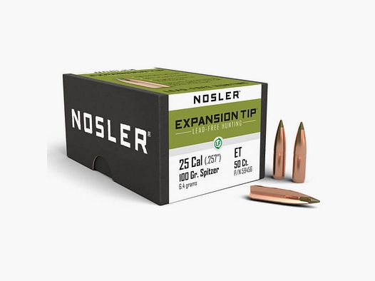 NOSLER E-TIP BALLES DE CHASSE SANS PLOMBE - .25 - 100gr.