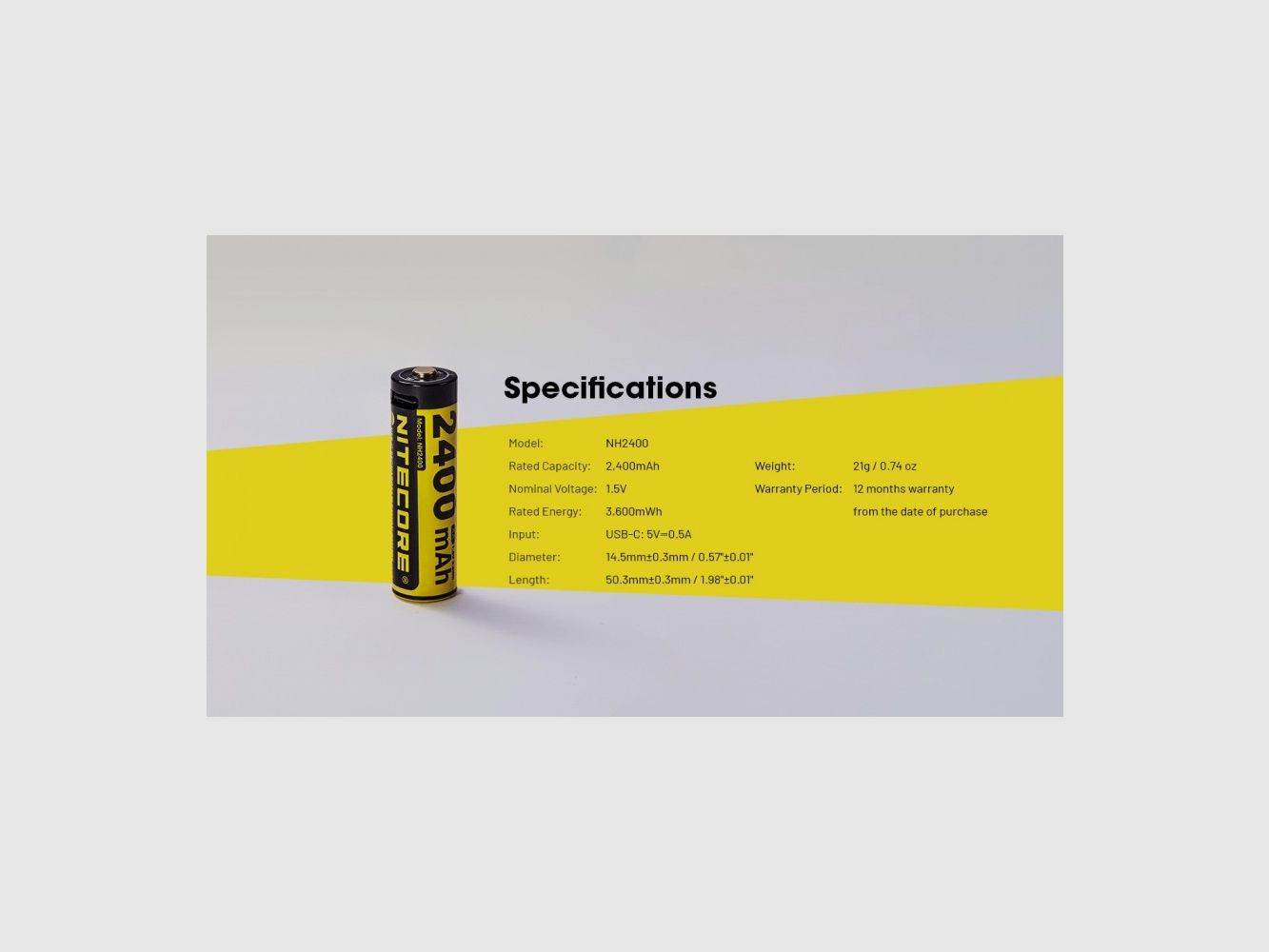NITECORE OPLAADBARE BATTERIJEN 2400mAh USB-C VERPAKKING 4 (NC-NH2400), afbeelding 10 van 11