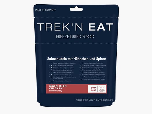 TREK'N EAT Makaron z sosem śmietanowym z kurczakiem 150g ze szpinakiem