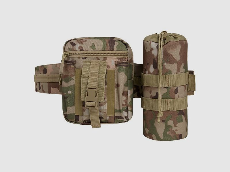 Brandit Taillengürtel "Allround" mit Tasche + Flaschenhalter - Tactical Camouflage