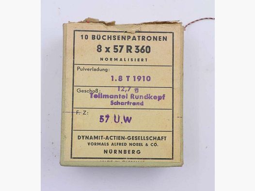 RWS (WZd.Fa.Rottweil) Büchsenpatronen 8x57R 360