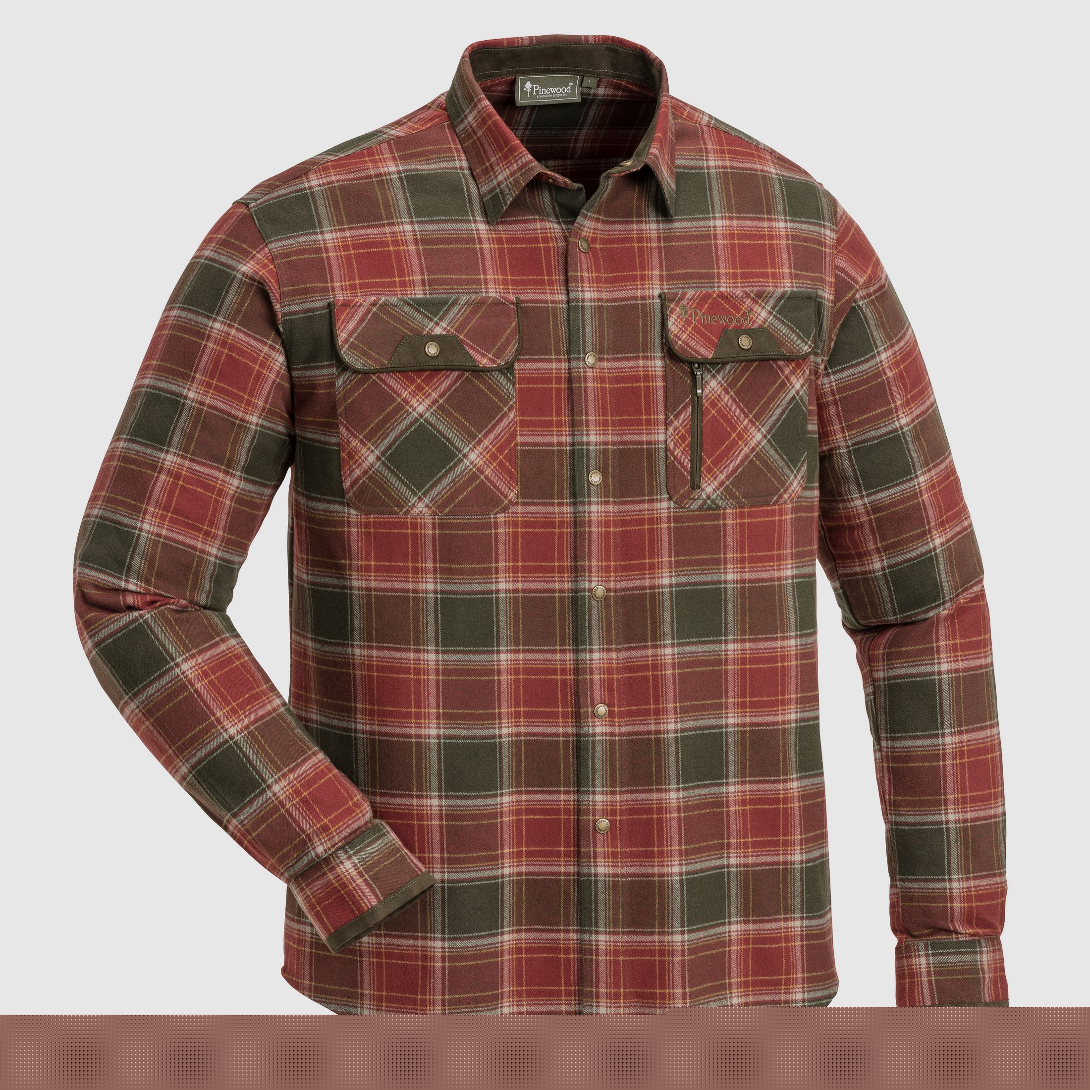 Pinewood Prestwick Hemd Flanell Burgundy/Grün