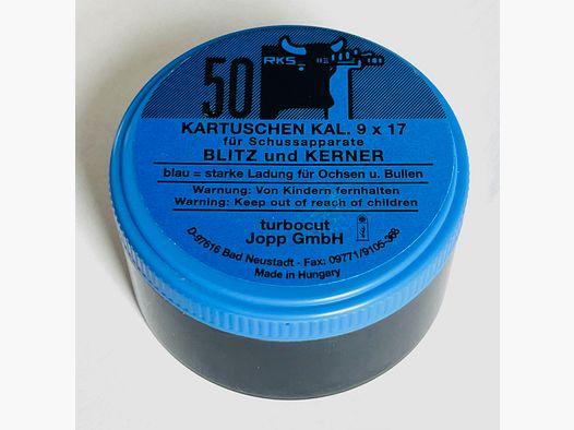 Cattle stunning cartridges cal. 9x17 blue 50 pcs.